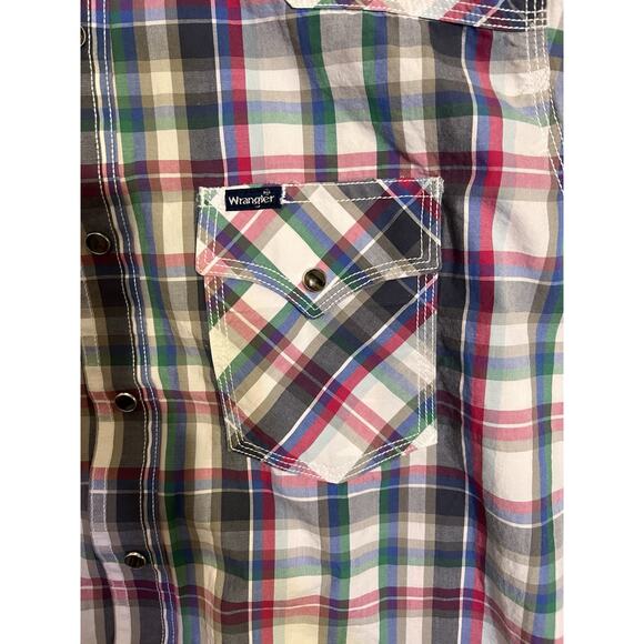 Wrangler Twenty X Shirt Pearl Snaps Mens Size Lg Multicolor Pink Yellowstone - Picture 7 of 13
